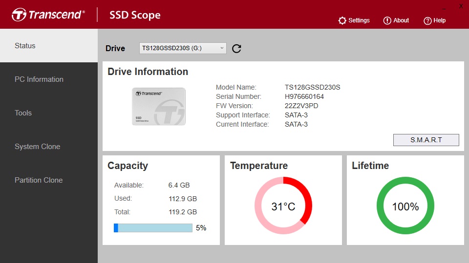 Transcend SSD Scope